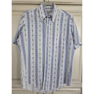 Vtg Towncraft‎ Penn Prest Jc Penney Button Down Shirt Men's Med Lg Stripe Design